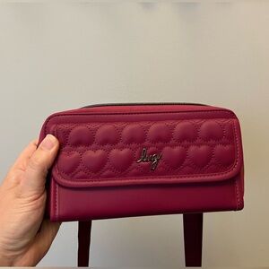 lug Kickflip wallet in Raspberry Satin Lux (vegan leather)